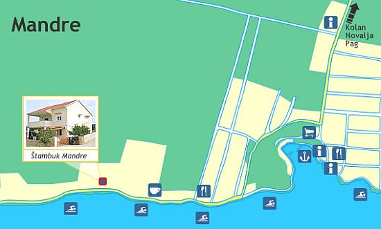 Apartmani Štambuk  - Mandre (karta mjesta)